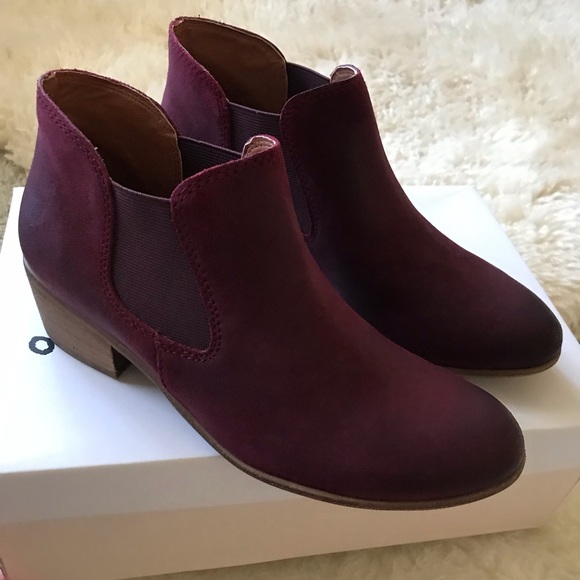 BP Nordstrom Leather Wine Booties Size 7.5 - Picture 1 of 8
